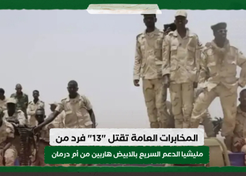 المخابرات العامة تقتل 13 فرد من مليشيا الدعم السريع بالابيض  هاربين من ام درمان
