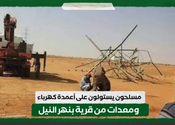 مسلحون يستولون على أعمدة كهرباء ومعدات من قرية بنهر النيل