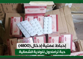 إحباط عملية إدخال (4800) حبة ترامادول للولاية الشمالية
