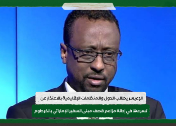 الإعيسر يطالب الدول والمنظمات الإقليمية بالاعتذار عن تسرعها في إدانة مزاعم قصف مبنى السفير الإماراتي بالخرطوم