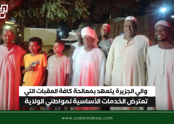 والي الجزيرة يتعهد بمعالجة كافة العقبات التي تعترض الخدمات الأساسية لمواطني الولاية