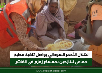 الهلال الأحمر السوداني يواصل تنفيذ مطبخ جماعي للنازحين بمعسكر زمزم في الفاشر