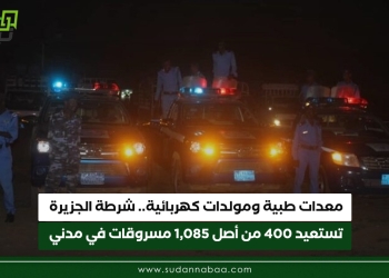 معدات طبية ومولدات كهربائية.. شرطة الجزيرة تستعيد 400 من أصل 1,085 مسروقات في مدني