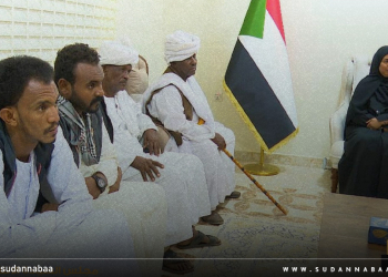 عضو مجلس السيادة د. نوارة أبو محمد تلتقي وفد قبيلة البشاريين 